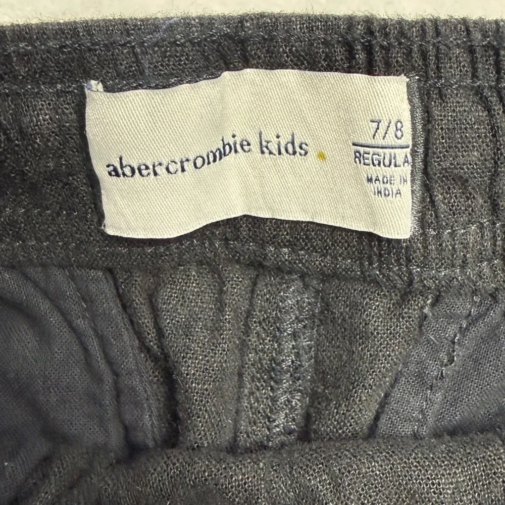 NWT Abercrombie Kids Black‎ Linen Blend Mid Thigh Shorts Elastic Waist Size 7/8